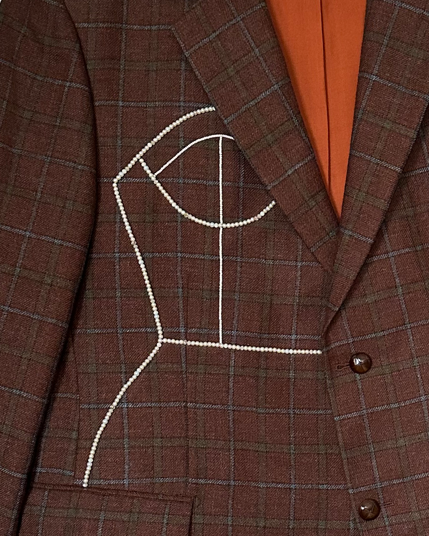 Vintage Ermenegildo Zegna/Tatari Design oversized blazer upcycled with hand-beaded corset design (Fits up to XXL)