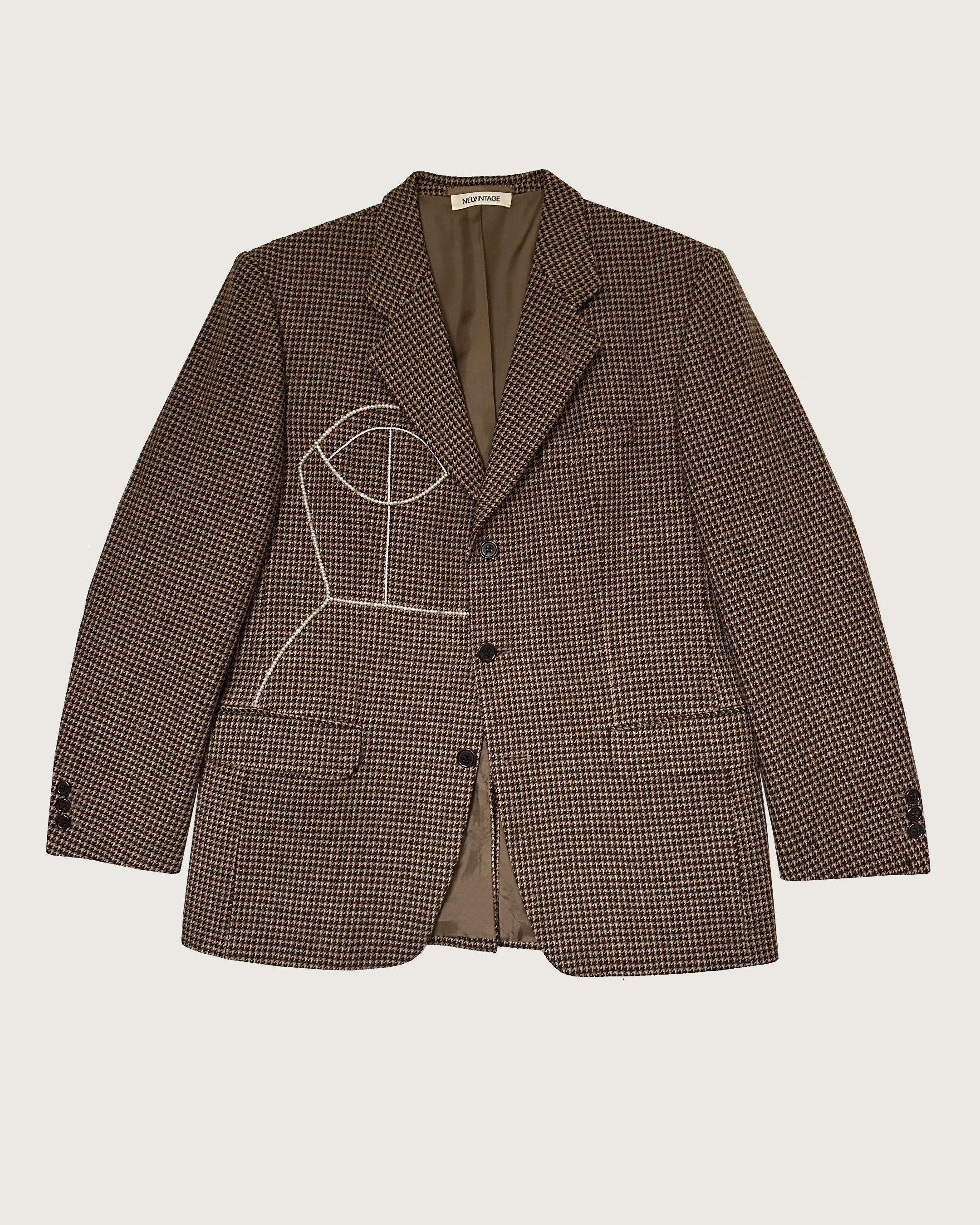 Vintage 100% wool oversized blazer upcycled with hand-beaded corset de