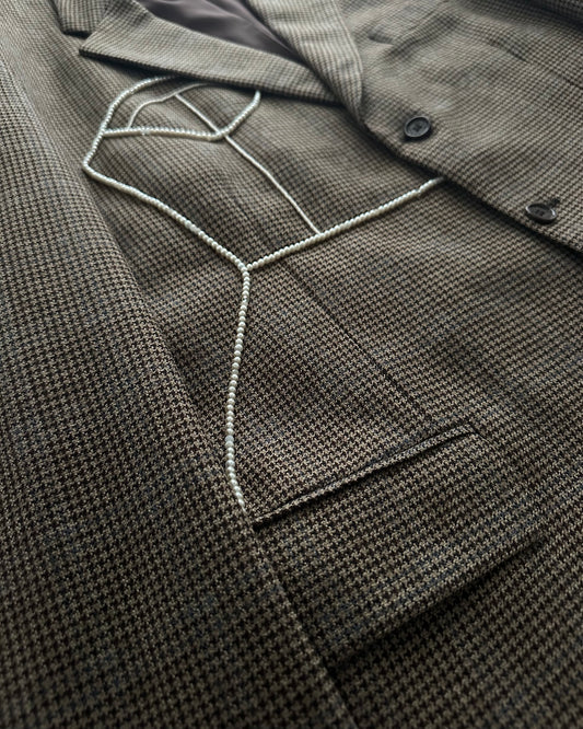 VINTAGE WOOL BLAZER WITH HAND-BEADED CORSET DESIGN