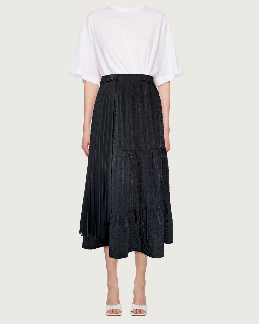 Upcycled asymmetrical two-way wear wrap skirt (size adjustable XS-M)