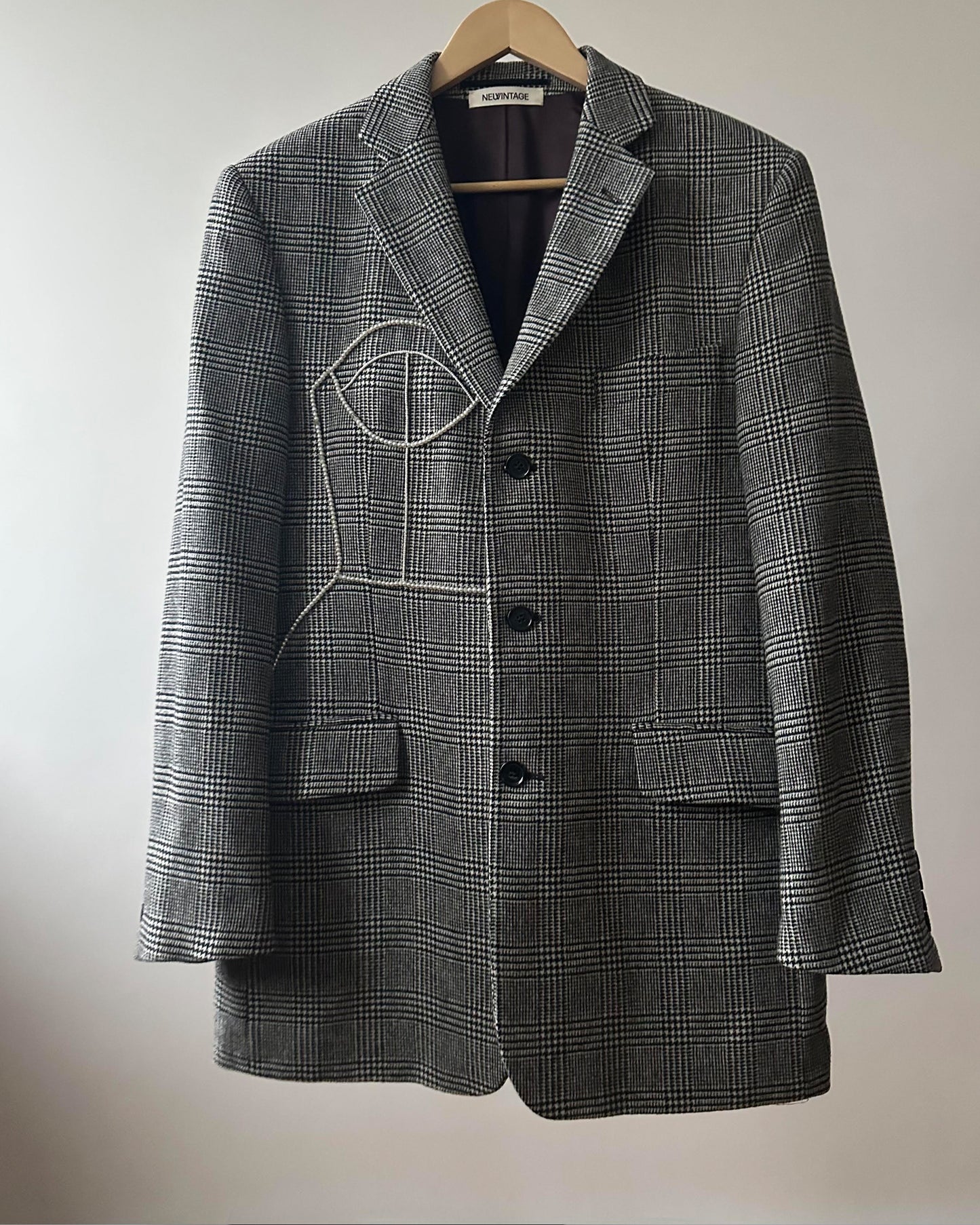 VINTAGE WOOL BLAZER WITH HAND-BEADED CORSET DESIGN