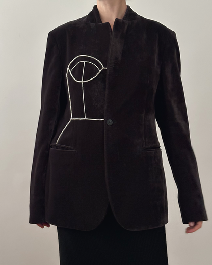 EMPORIO ARMANI VELVET BLAZER WITH HAND-BEADED CORSET DESIGN