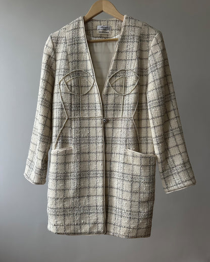 VINTAGE TWEED BLAZER WITH HAND-BEADED CORSET DESIGN