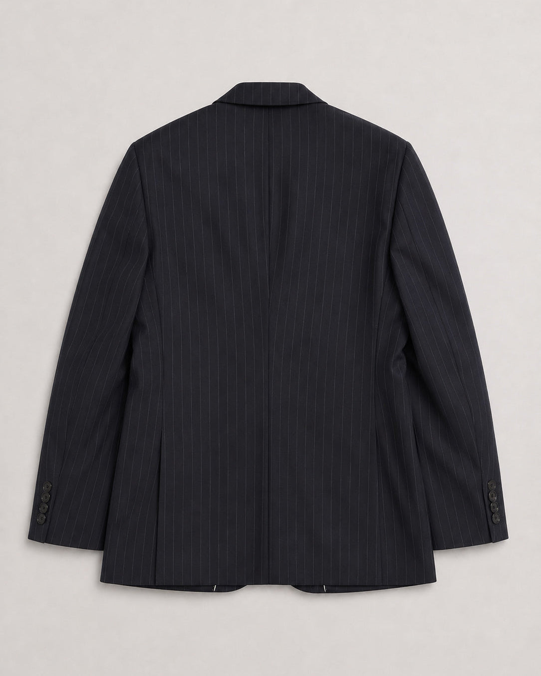 BLACK PINSTRIPE WOOL BLAZER (FITS S-M)
