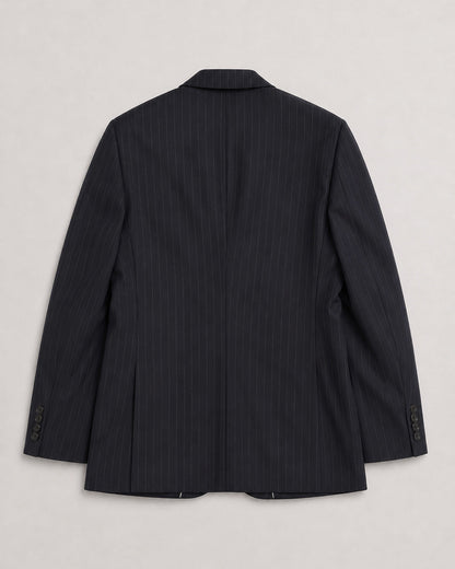 BLACK PINSTRIPE WOOL BLAZER (FITS S-M)