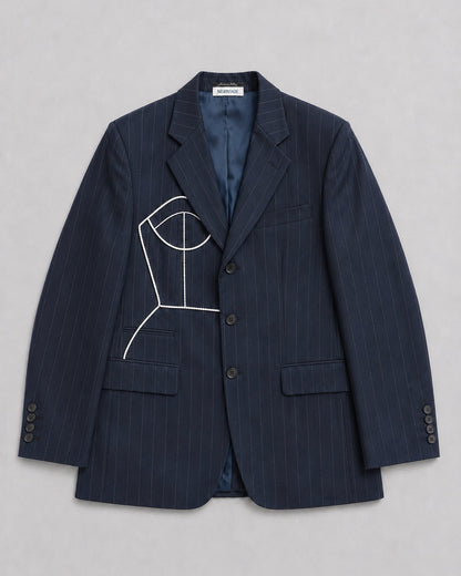 MULBERRY STRIPED WOOL BLAZER (FITS S-M)