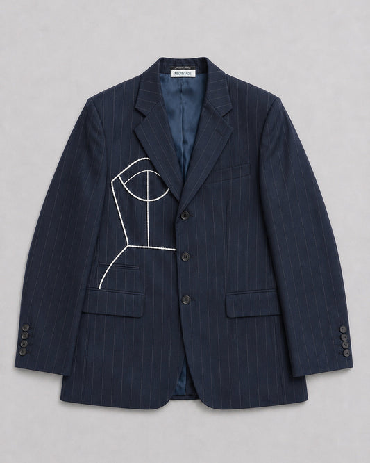 MULBERRY STRIPED WOOL BLAZER (FITS S-M)