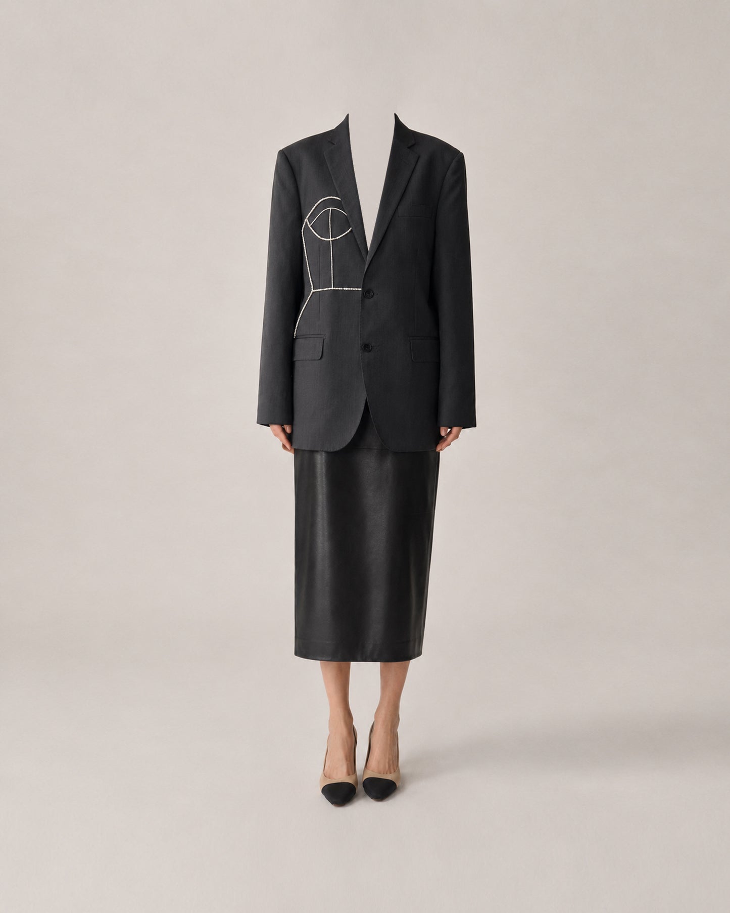 GRAY WOOL BLAZER (FITS S-M)