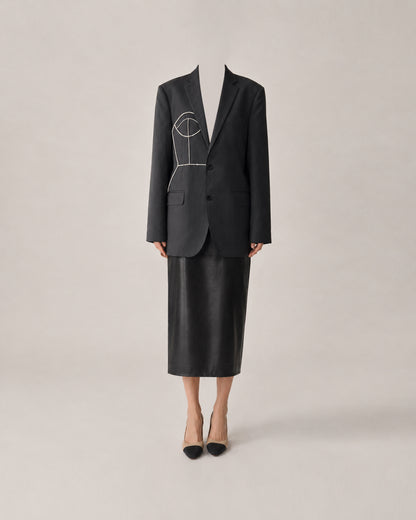 GRAY WOOL BLAZER (FITS S-M)