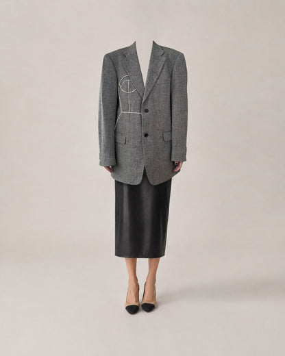 HERRINGBONE PURE WOOL BLAZER (FITS S-XL)