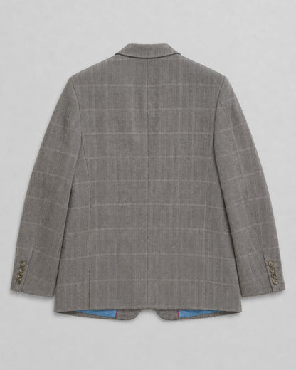 PURE SILK HERRINGBONE / WINDOWPANE BLAZER (FITS S-XL)