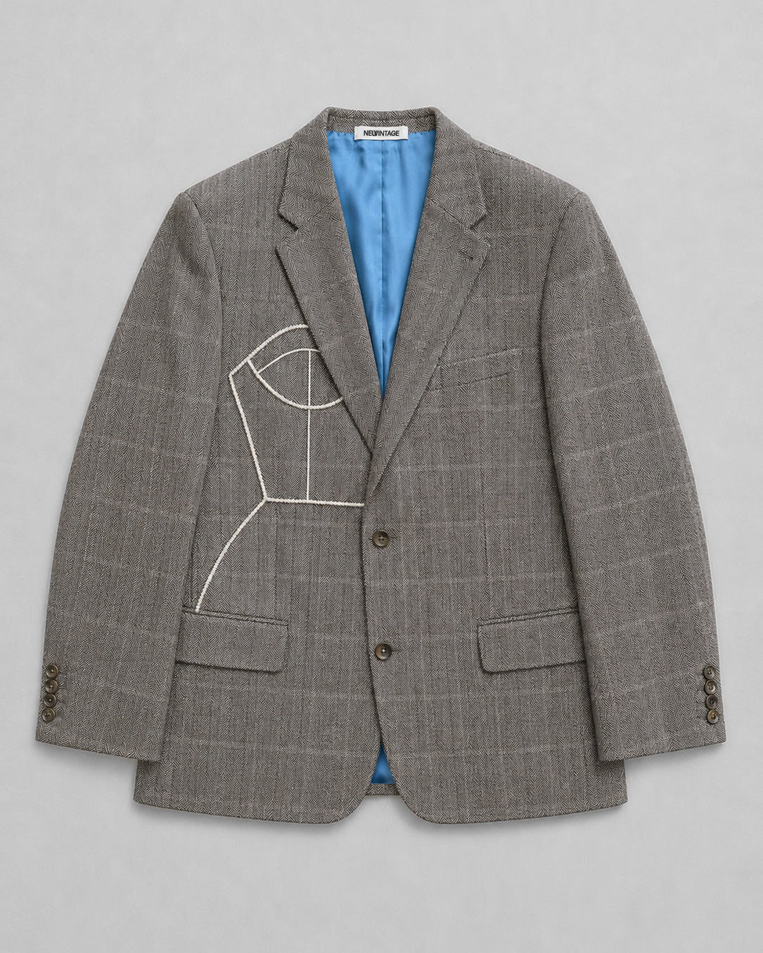 PURE SILK HERRINGBONE / WINDOWPANE BLAZER (FITS S-XL)