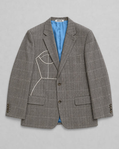 PURE SILK HERRINGBONE / WINDOWPANE BLAZER (FITS S-XL)