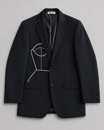 BLACK PURE WOOL BLAZER (FITS S-XL)