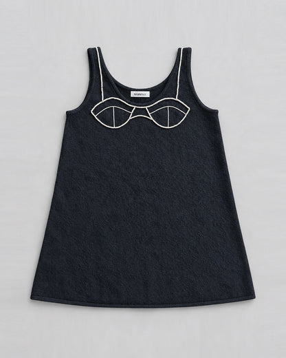 BLACK PURE WOOL KNIT DRESS (FITS M-L)