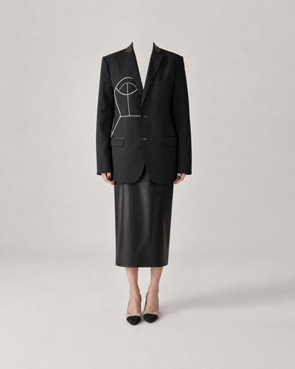BLACK PURE WOOL BLAZER (FITS S-M)