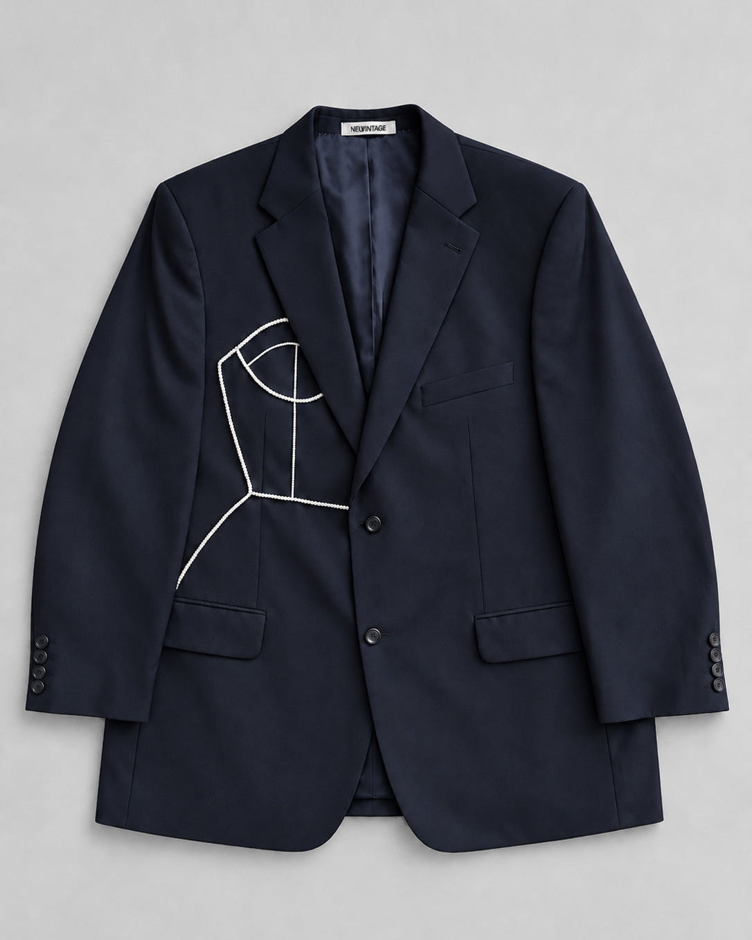 NAVY PURE WOOL BLAZER (FITS S-XL)