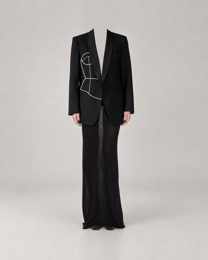 VINTAGE WOOL TUXEDO JACKET (FITS S)