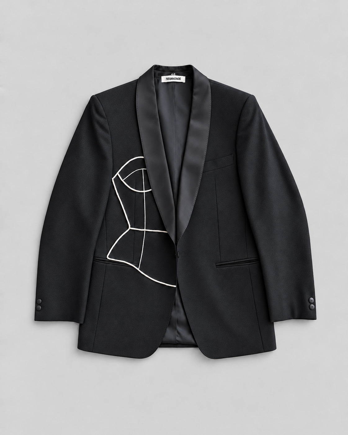 VINTAGE WOOL TUXEDO JACKET (FITS S)