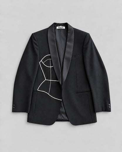VINTAGE WOOL TUXEDO JACKET (FITS S)