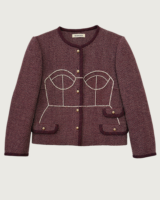 Vintage wool fully hand-stitched blazer with hand-beaded corset design