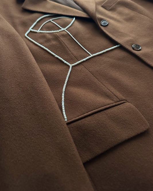 VINTAGE PURE CASHMERE BLAZER WITH HAND-BEADED CORSET DESIGN