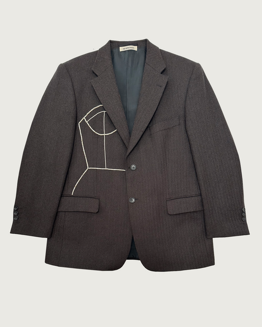 Vintage wool/cashmere blazer with hand-beaded corset design