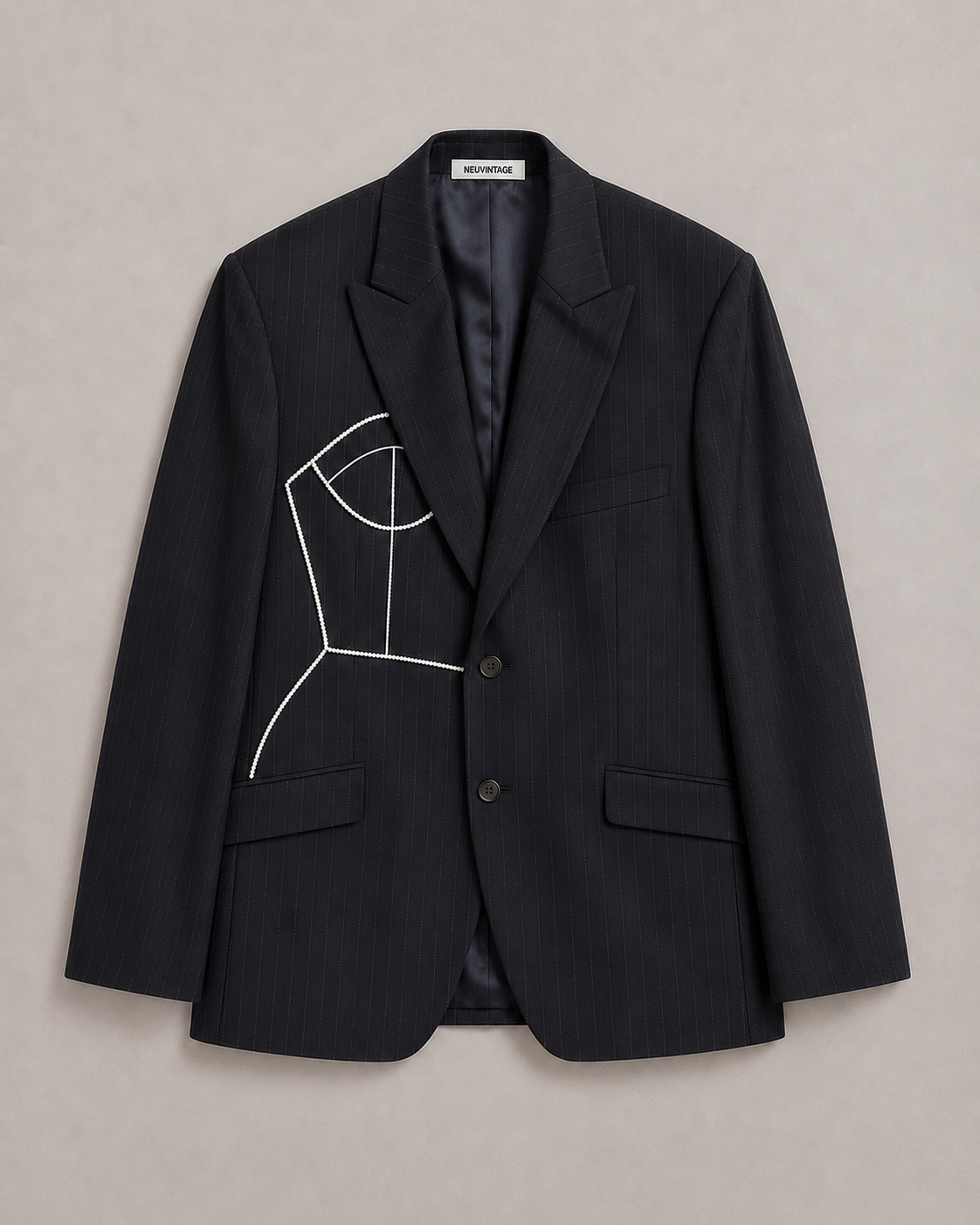 PINSTRIPE WOOL BLAZER (FITS S-L)