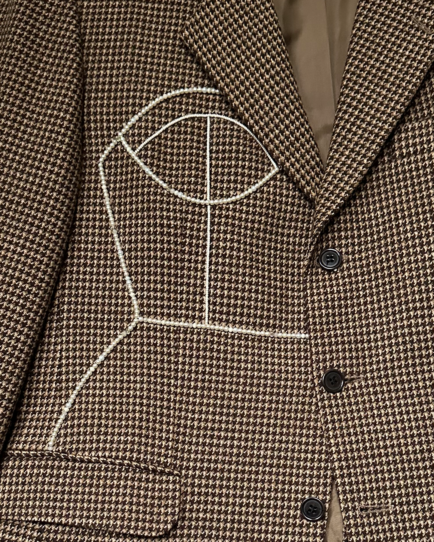 Vintage 100% wool oversized blazer upcycled with hand-beaded corset design (Fits up to L)