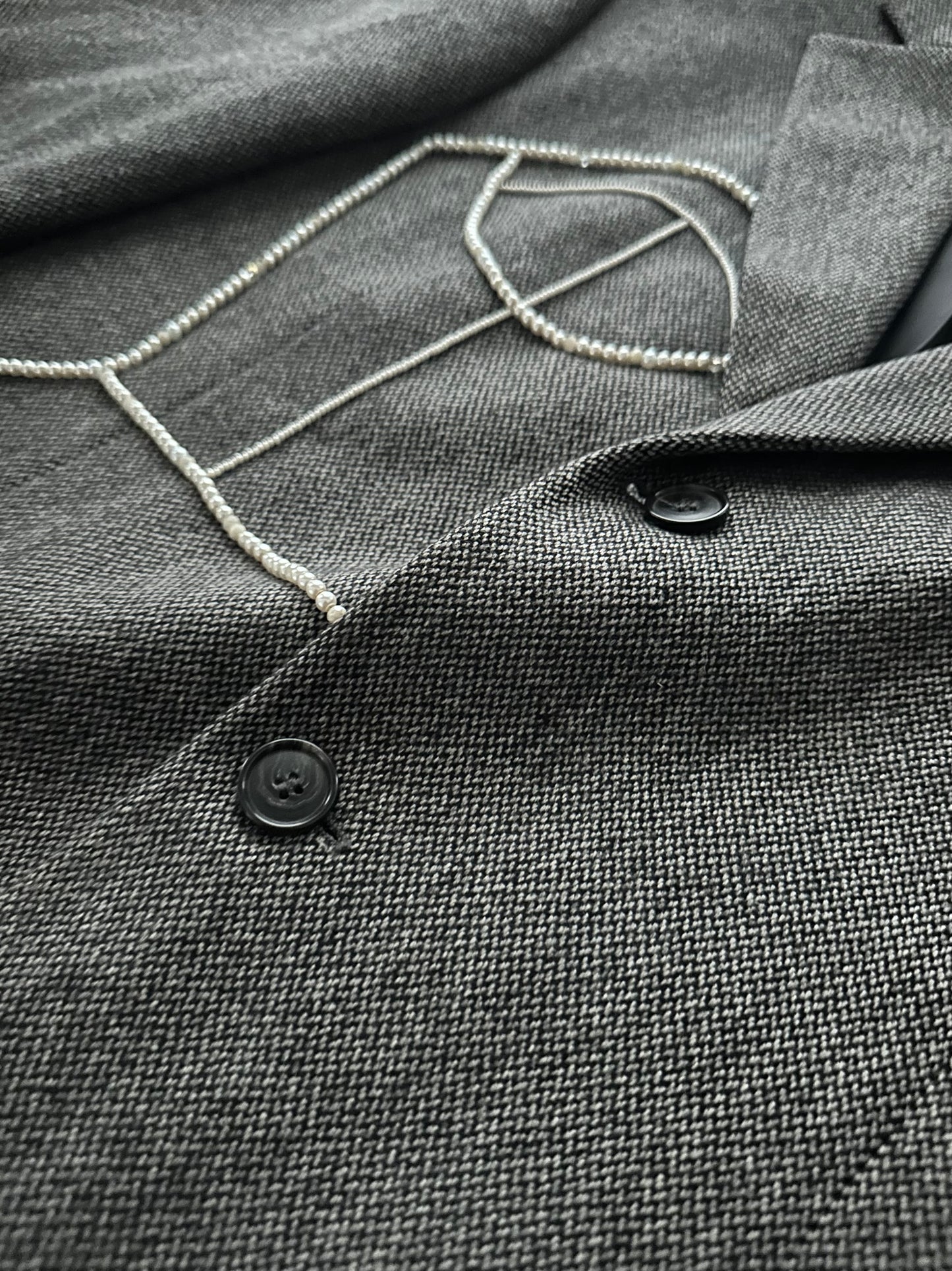 VINTAGE PURE CASHMERE BLAZER WITH HAND-BEADED CORSET DESIGN