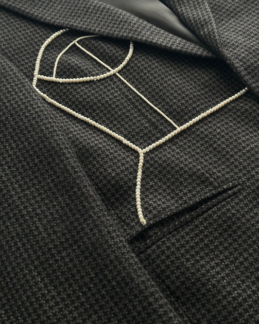 EMPORIO ARMANI WOOL/CASHMERE BLAZER WITH HAND-BEADED CORSET DESIGN