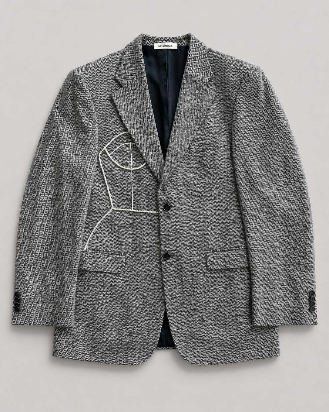 HERRINGBONE PURE WOOL BLAZER (FITS S-XL)