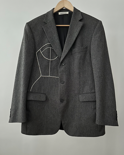 VINTAGE PURE CASHMERE BLAZER WITH HAND-BEADED CORSET DESIGN