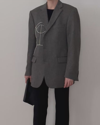 VINTAGE PURE CASHMERE BLAZER WITH HAND-BEADED CORSET DESIGN