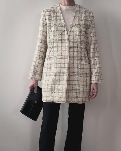 VINTAGE TWEED BLAZER WITH HAND-BEADED FULL CORSET DESIGN