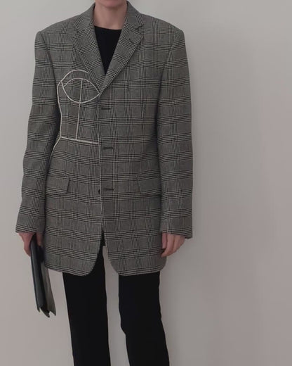 VINTAGE WOOL BLAZER WITH HAND-BEADED CORSET DESIGN