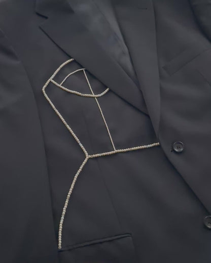 NAVY PURE WOOL BLAZER (FITS S-XL)