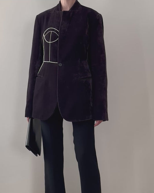 EMPORIO ARMANI VELVET BLAZER WITH HAND-BEADED CORSET DESIGN
