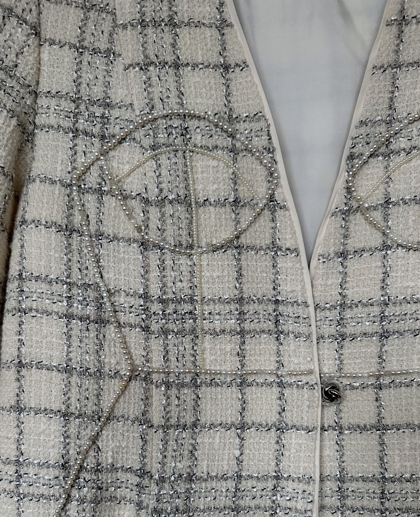 VINTAGE TWEED BLAZER WITH HAND-BEADED CORSET DESIGN