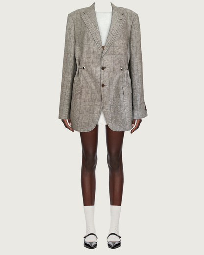 Upcycled two-way wear 100% linen blazer with metal hardware (Fits M-L)