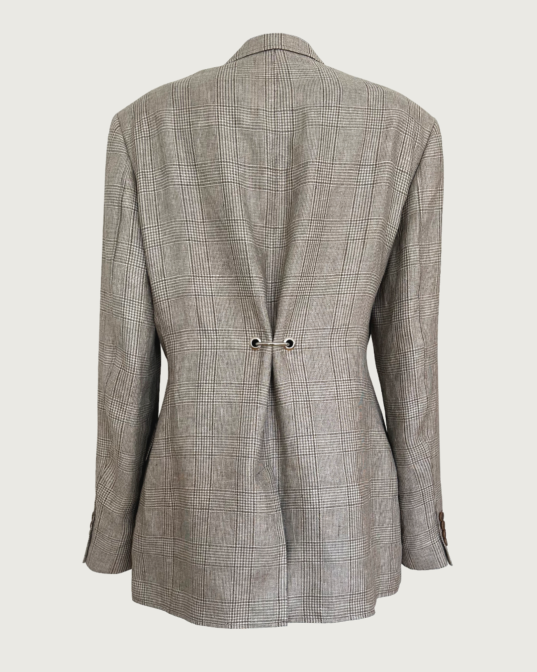 Upcycled two-way wear 100% linen blazer with metal hardware (Fits M-L)