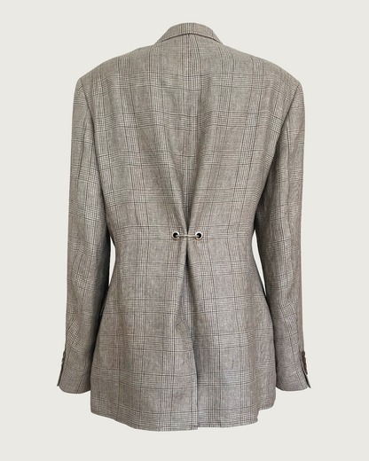 Upcycled two-way wear 100% linen blazer with metal hardware (Fits M-L)